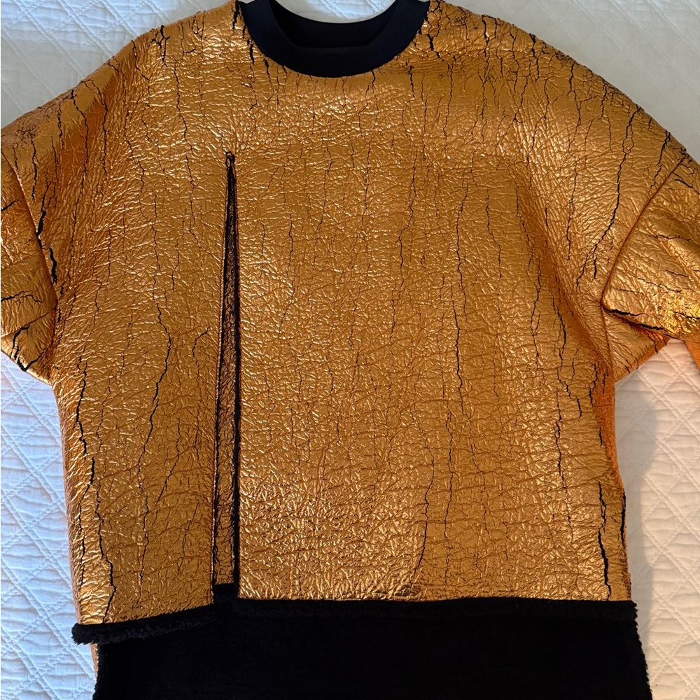 3.1 Phillip Lim Metallic Gold and Black Top